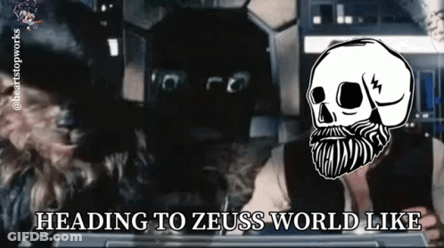 Skull With Heading To Zeus's World GIF