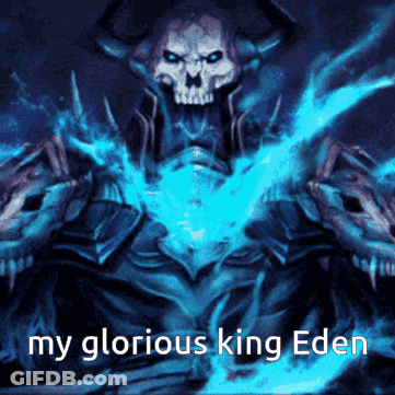 Skull With Horns Surrounded By Blue Flames GIF