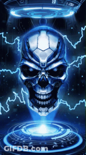 Skull With Lightning And Letter A GIF
