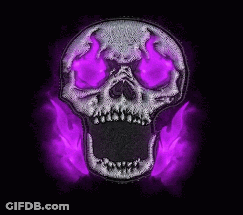 Skull With Purple Flames From Eyes GIF