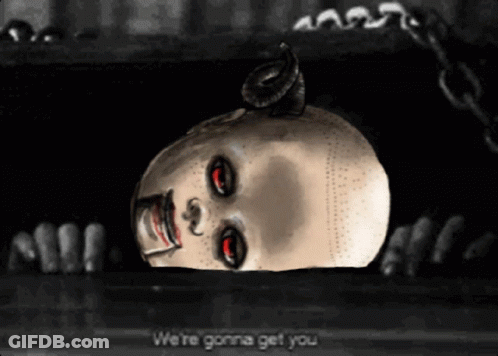 Skull With Red Eyes Saying We're Gonna Get You GIF