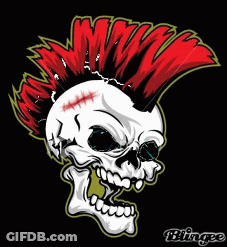 Skull With Red Mohawk GIF