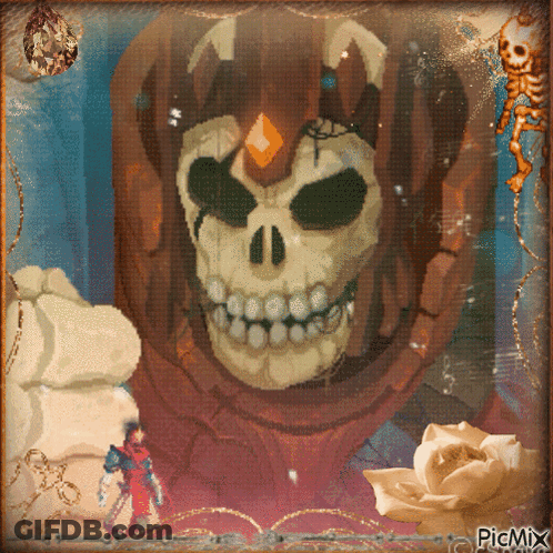 Skull With Rose Picmix Watermark GIF