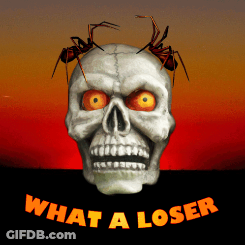 Skull With Spider Saying What A Loser GIF