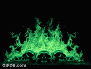 Skulls Surrounded By Green Flames GIF