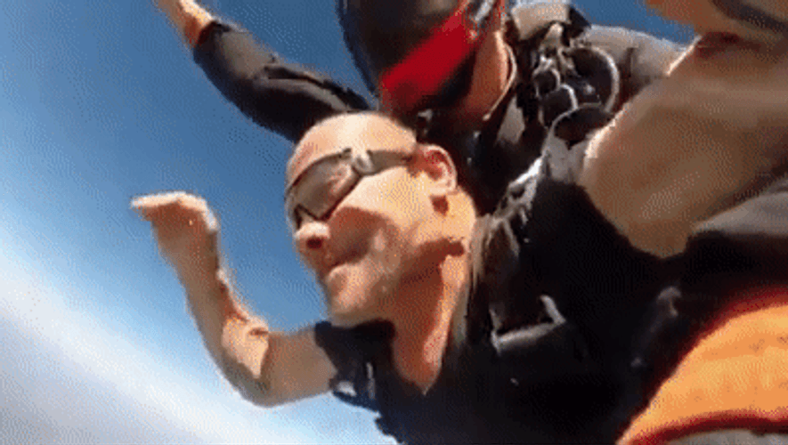 Sky Diving British Teeth Dentures GIF