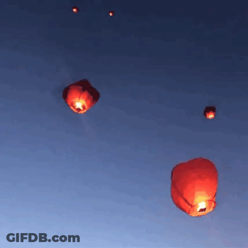 Sky Lanterns Flames GIF