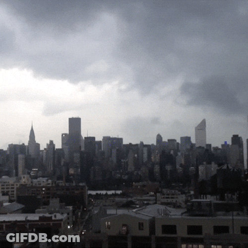 Sky Yellow Lightning City Striking GIF