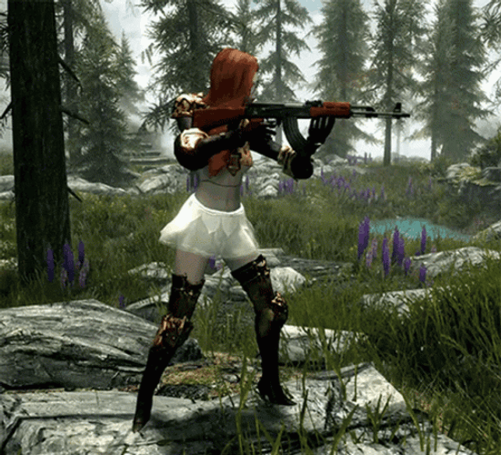 Skyrim Karlstein Armor Gun GIF