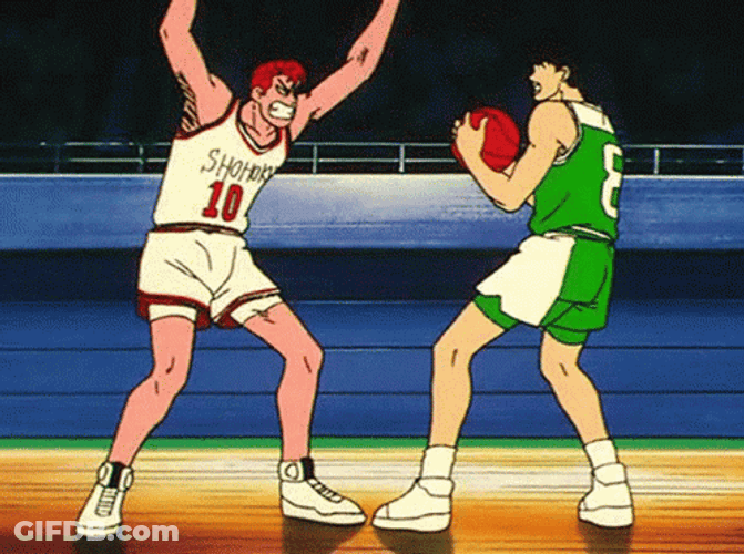 Slam Dunk Sakurago Sendo One On One GIF