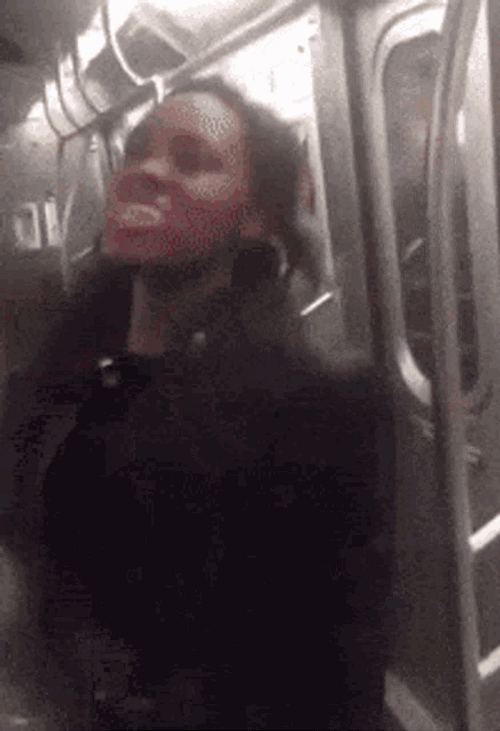 Slapping Back Girl Subway GIF