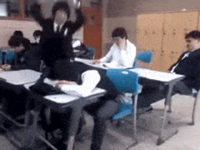 Slapping Sleeping Boy Class GIF
