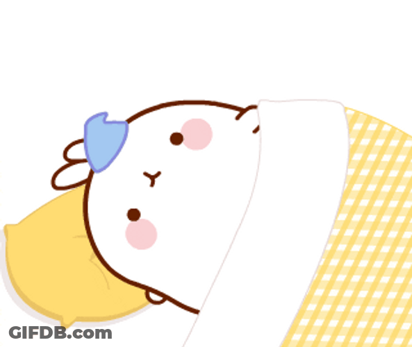 Sleep Cute Molang In Yellow Pillow And Blanket GIF