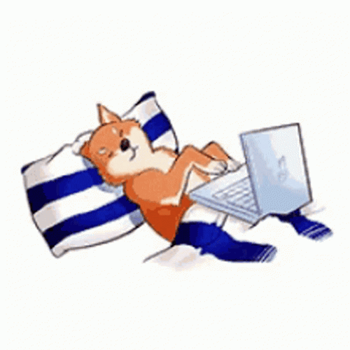 Sleep Dog Typing Laptop GIF