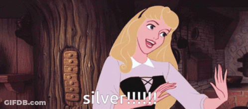 Sleeping Beauty Saying Silver In Front Of Tree GIF