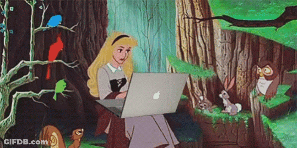 Sleeping Beauty With MacBook GIF