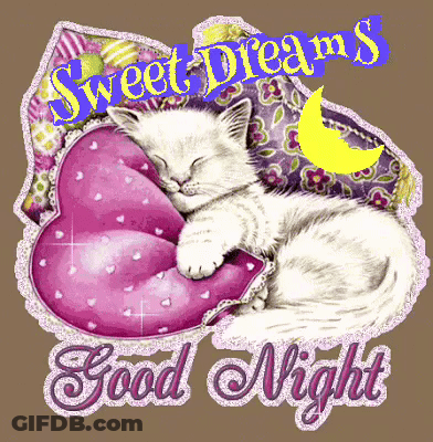 Sleeping Cat On Heart Pillow GIF