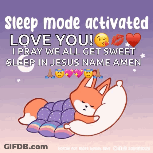 Sleeping Fox On Purple Pillow Sleep Mode Activated Love You GIF