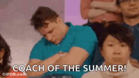 Sleeping Man In Crowd Woman Says Coach Of Summer GIF