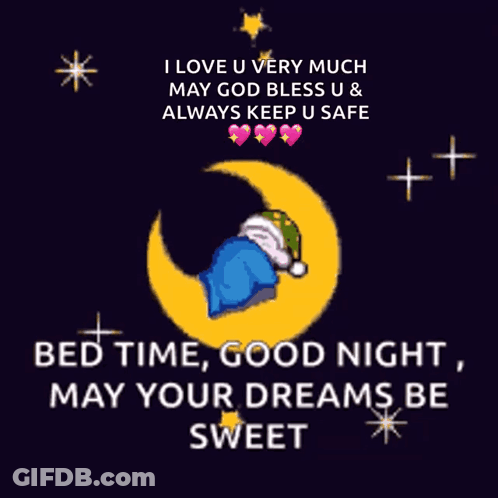 Sleeping Person On Crescent Moon GIF