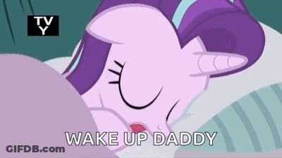 Sleeping Pony With Wake Up Daddy Above GIF