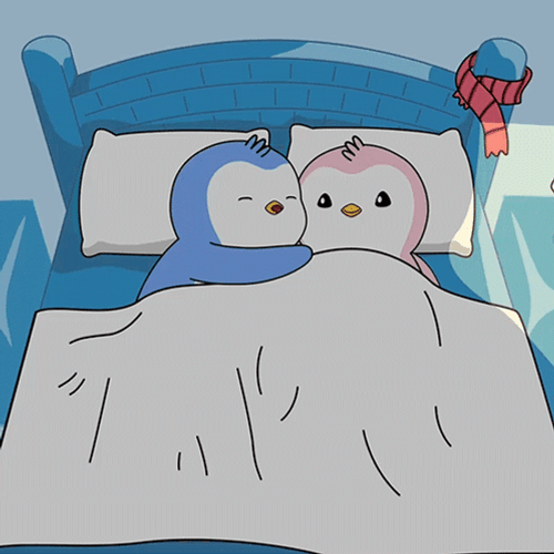 Sleeping Pudgy Penguin Snuggles GIF