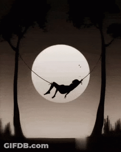 Sleeping Woman Moon Silhouette GIF