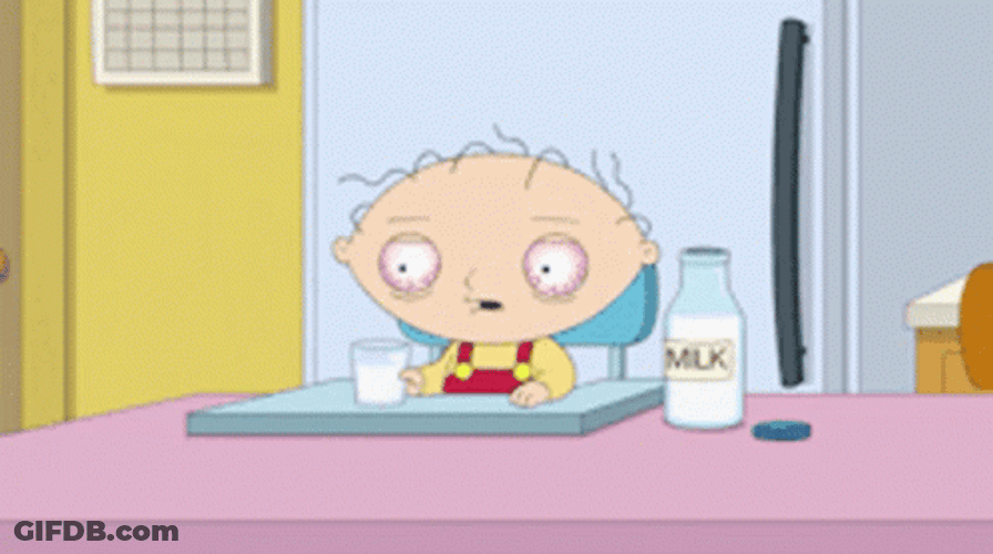 Sleepless Stewie Griffin Drinking Milk GIF