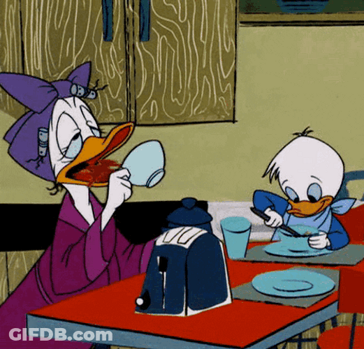 Sleepy Daisy Duck Drinking Monday Coffee GIF