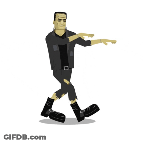Sleepy Frankenstein Monster Walking Animation GIF