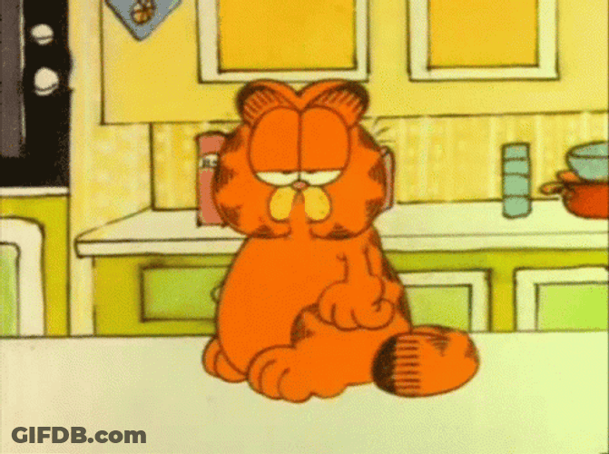 Sleepy Garfield In Kitchen GIF