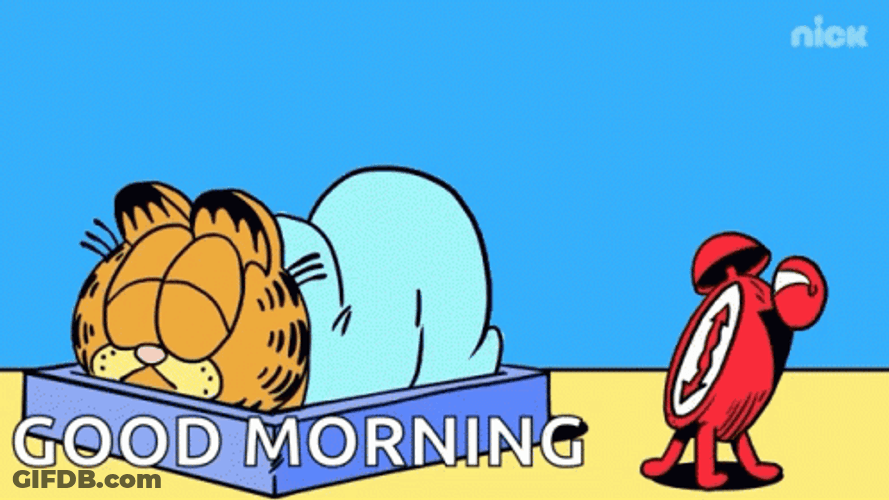 Sleepy Good Morning Garfield Clock GIF