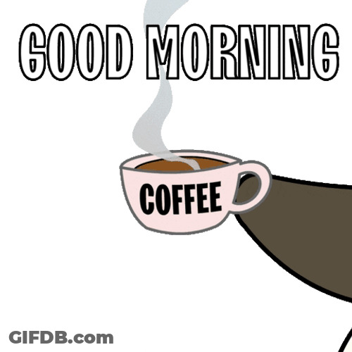 Sleepy Good Morning Penguin With Coffee GIF