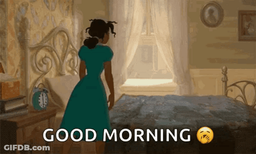 Sleepy Good Morning Princess Tiana GIF