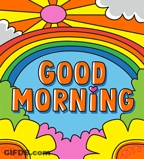 Sleepy Good Morning Rainbow Art GIF