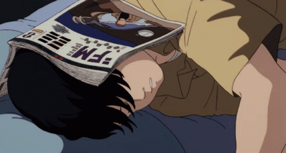 Sleepy Guy While Reading Anime Aesthetic GIF