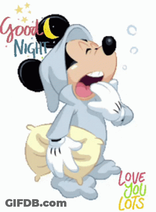 Sleepy Mickey Mouse Good Night Love You Sticker GIF