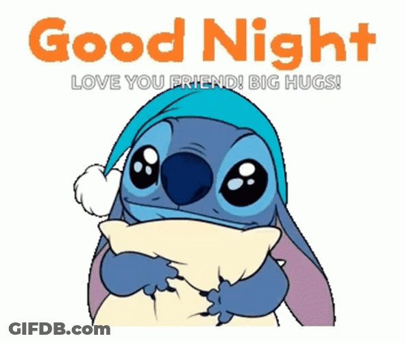 Sleepy Stitch Good Night Love You Friend GIF