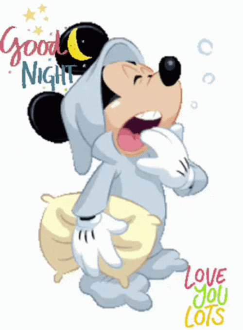 Sleepy Yawning Mickey Mouse Dobranoc GIF