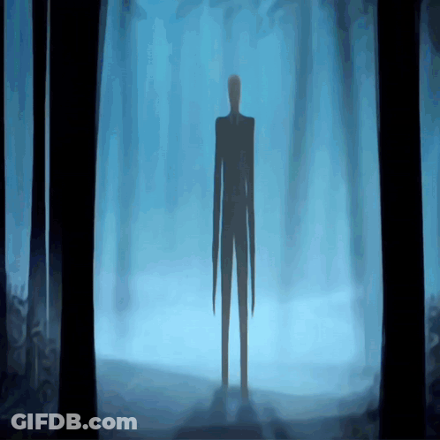 Slender Man In Foggy Forest GIF