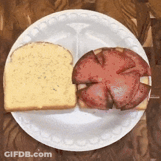 Slice Of Bread And Meat On Plate GIF