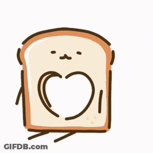 Slice Of Bread With Face And Heart GIF