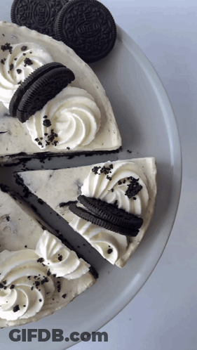 Slice Of Oreo Cheesecake Taken Out GIF