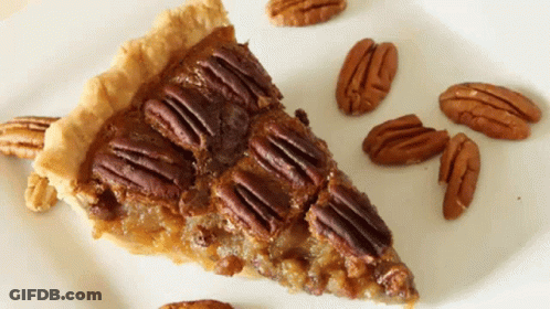 Slice Of Pecan Pie On Plate With Pecans GIF