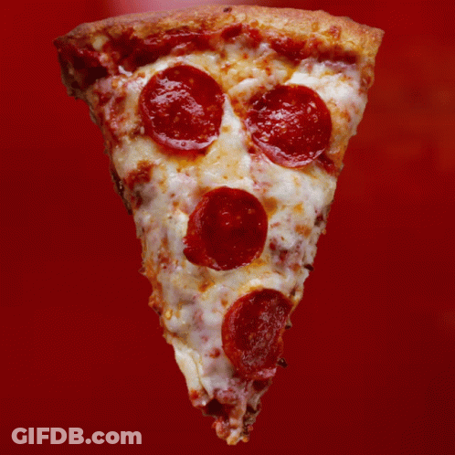 Slice Of Pepperoni Pizza On Red Surface GIF
