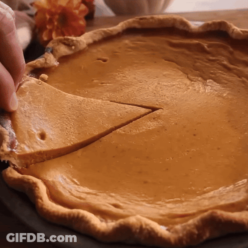 Slice Of Pumpkin Pie Being Taken Out GIF