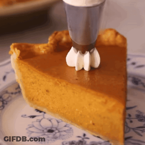 Slice Of Pumpkin Pie With Whipped Cream GIF