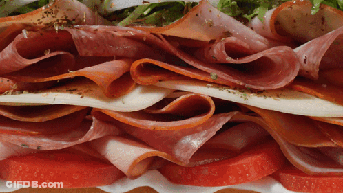 Sliced Meat And Tomatoes On Plate GIF