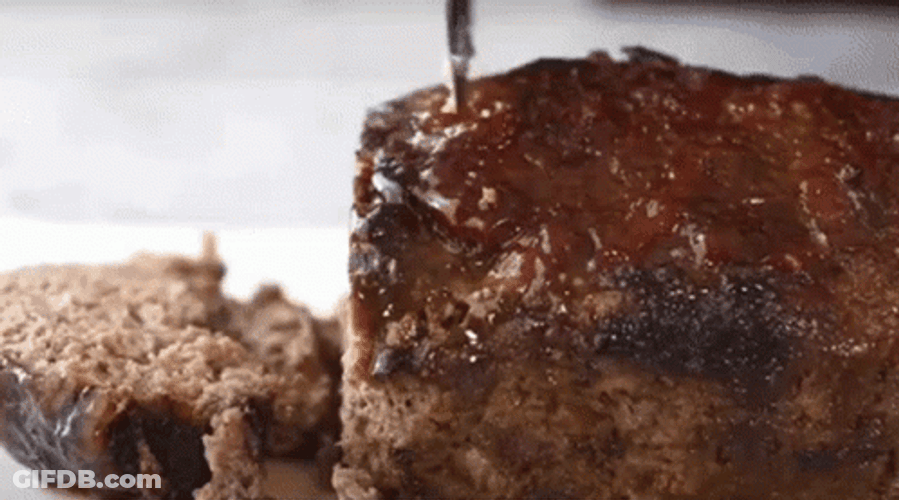 Slicing Delicious Meatloaf GIF