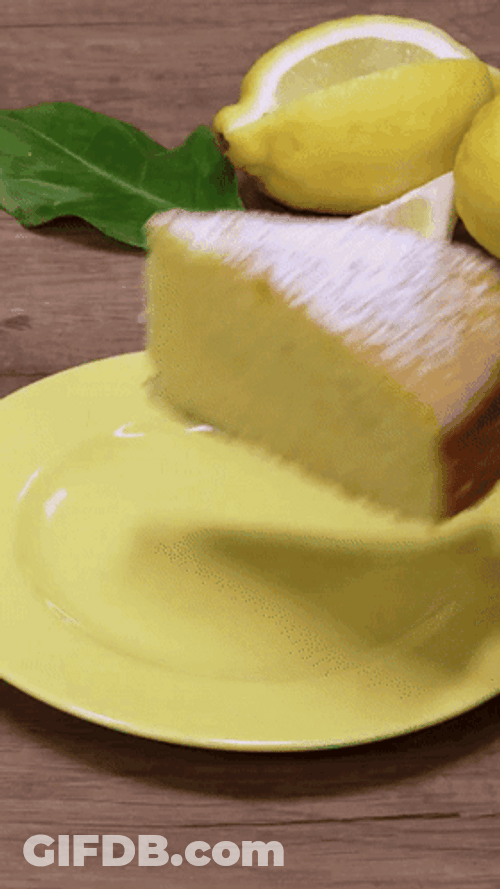 Slicing Lemon Cake GIF